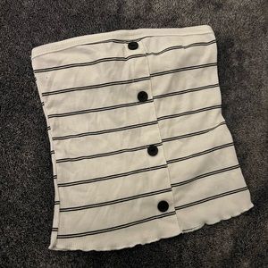 Size xsmall black and white striped tube top with buttons